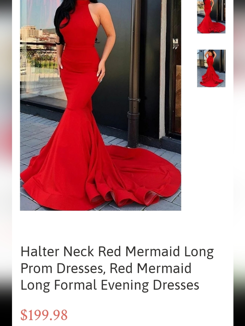 Halter Neck Red Mermaid Long Evening Dress
